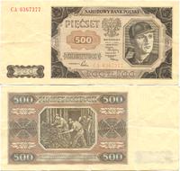 500 złotych 1.07.1948, seria CA, Miłczak 140d