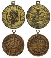 2 sztuki medali strzeleckich, brąz i cynk złocon