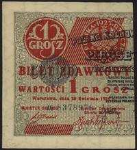 1 grosz 28.04.1924, lewa połówka, seria AO, nume