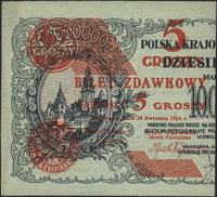 5 groszy 28.04.1924, lewa połówka, Miłczak 43a