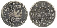 trojak 1586, Ryga, duża głowa króla, patyna, Ige