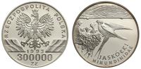 300000 złotych 1993, Warszawa, Jaskółki, moneta 