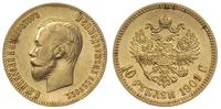 10 rubli 1901/AP, Petersburg, złoto 8.58 g, Kaza