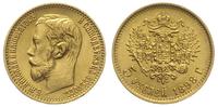 5 rubli 1898/АГ, Petersburg, złoto 4.30 g, piękn