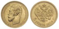 5 rubli 1902/AR, Petersburg, złoto 4.31 g, Kazak