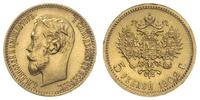 5 rubli 1902/AR, Petersburg, złoto 4.30 g, Kazak