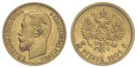 5 rubli 1904/AR, Petersburg, złoto 4.30 g, Kazak