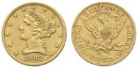 5 dolarów 1902/S, San Francisco, złoto 8.32 g