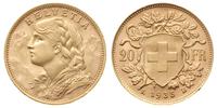 20 franków 1935/B, Berno, złoto 6.45 g, piękne
