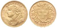 20 franków 1935/L-B, Berno, złoto 6.44 g, piękne