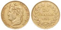 20 franków 1842/A, Paryż, złoto 6.41 g, Gadoury 