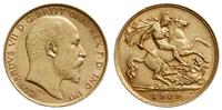 1/2 funta 1909, Londyn, złoto 3.98 g