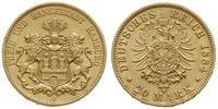 20 marek  1884, Hamburg, złoto 7.93 g, Jaeger 21