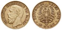 10 marek 1876/G, Karlsruhe, złoto 3.95 g, Jaeger