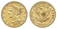 5 dolarów 1886/S, San Francisco, złoto 8.36 g