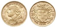 20 franków 1935/L-B, Berno, złoto 6.45g, piękne,