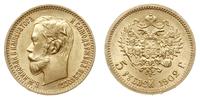 5 rubli 1902/АР, Petersburg, złoto 4.30 g, Bitki