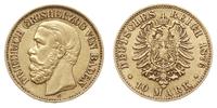 10 marek 1876/G, Karlsruhe, złoto 3.95 g, Jaeger
