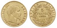 5 franków 1859/A, Paryż, złoto 1.59 g, Fr. 578a