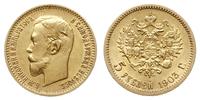 5 rubli 1903 АР, Petersburg, złoto 4.28 g, Bitki