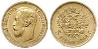 5 rubli 1898 AГ, Petersburg, złoto 4.30 g, bardz