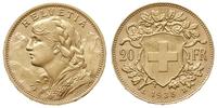 20 franków 1935 L-B, Berno, złoto 6.45 g, piękne