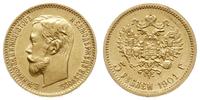 5 rubli 1901 ФЗ, Petersburg, złoto 4.30 g, Bitki