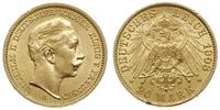 20 marek 1908 A, Berlin, złoto 7.98 g, piękne, J