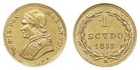 1 scudo 1853 R, Rzym, złoto 1.73 g, Fr. 275, Ber