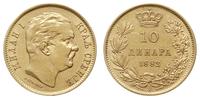 10 dinarów 1882 V, Wiedeń, złoto 3.22 g, bardzo 