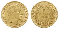 5 franków 1868/BB, Strasburg, złoto 1.58 g, rzad