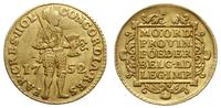 dukat 1752, Holandia, złoto 3.49 g, Purmer Ho15,