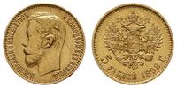 5 rubli 1898 АГ, Petersburg, złoto 4.29 g, mała 