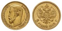 5 rubli 1903 AP, Petersburg, złoto 4.29 g, ładne
