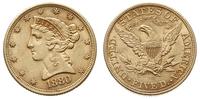5 dolarów 1880, Filadelfia, złoto 8.35 g