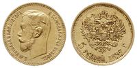 5 rubli 1897 АГ, Petersburg, złoto 4.28 g, ładni