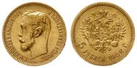 5 rubli 1902 AP, Petersburg, złoto 4.30 g, piękn