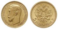 5 rubli 1904 AP, Petersburg, złoto 4.30 g, Bitki