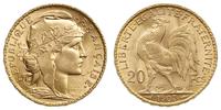 20 franków 1907 A, Paryż, złoto 6.45 g, piękne, 