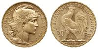 20 franków 1907, Paryż, złoto "900", 6.45 g, Gad
