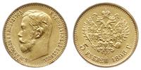 5 rubli 1898, Petersburg, złoto 4.30 g, bardzo ł