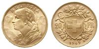 20 franków 1949 B, Berno, złoto 6.45 g, piękne, 