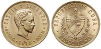 5 peso 1916, Filadelfia, złoto 8.35 g, pięknie z