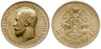10 rubli 1902 AP, Petersburg, złoto 8.59 g, pięk
