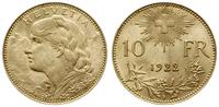10 franków 1922 B, Berno, złoto 3.23 g, bardzo ł