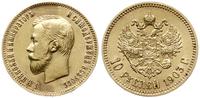 10 rubli 1903 AP, Petersburg, złoto 8.59 g, ładn