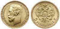 5 rubli 1901 ФЗ, Petersburg, złoto 4.30 g, piękn