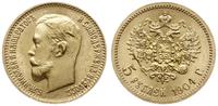 5 rubli 1904 АР, Petersburg, złoto 4.30 g, piękn