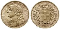 20 franków 1914 B, Berno, typ Vreneli, złoto 6.4