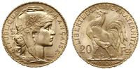 20 franków 1908, Paryż, złoto 6.45 g, pięknie za